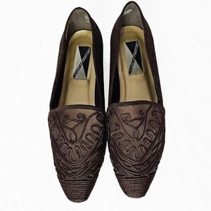 Vintage Mootsies Tootsies sz 9 Y2K Garden Girl Brown Embroidered Slip On Flats